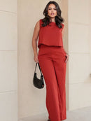 Conjunto Feminino Alfaiataria em Linho – Calça + Blusa Elegante