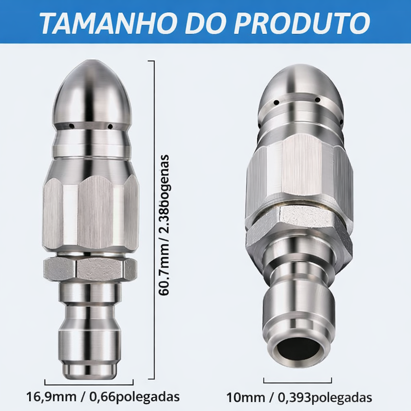 Bico Hidrojato para Esgoto em Aço Inox