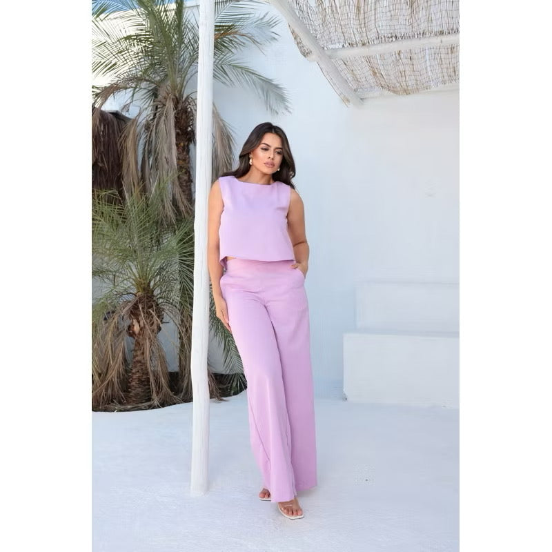 Conjunto Feminino Alfaiataria em Linho – Calça + Blusa Elegante