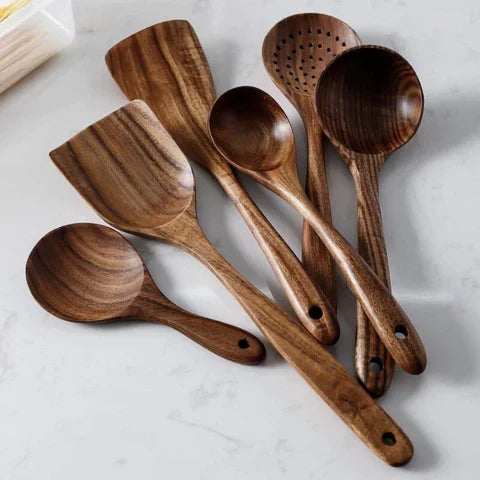 Kit Utensílios de Cozinha em Madeira Ecológica - TREND+ (COMPRE 4 LEVE 7)