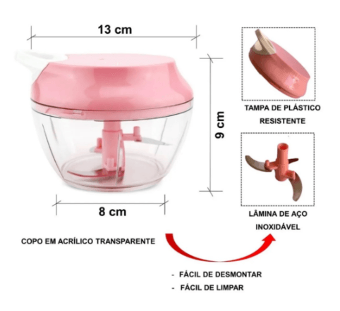 Mini Processador - Triturador de Alimentos Manual 3 Lâminas - TrendProdutos